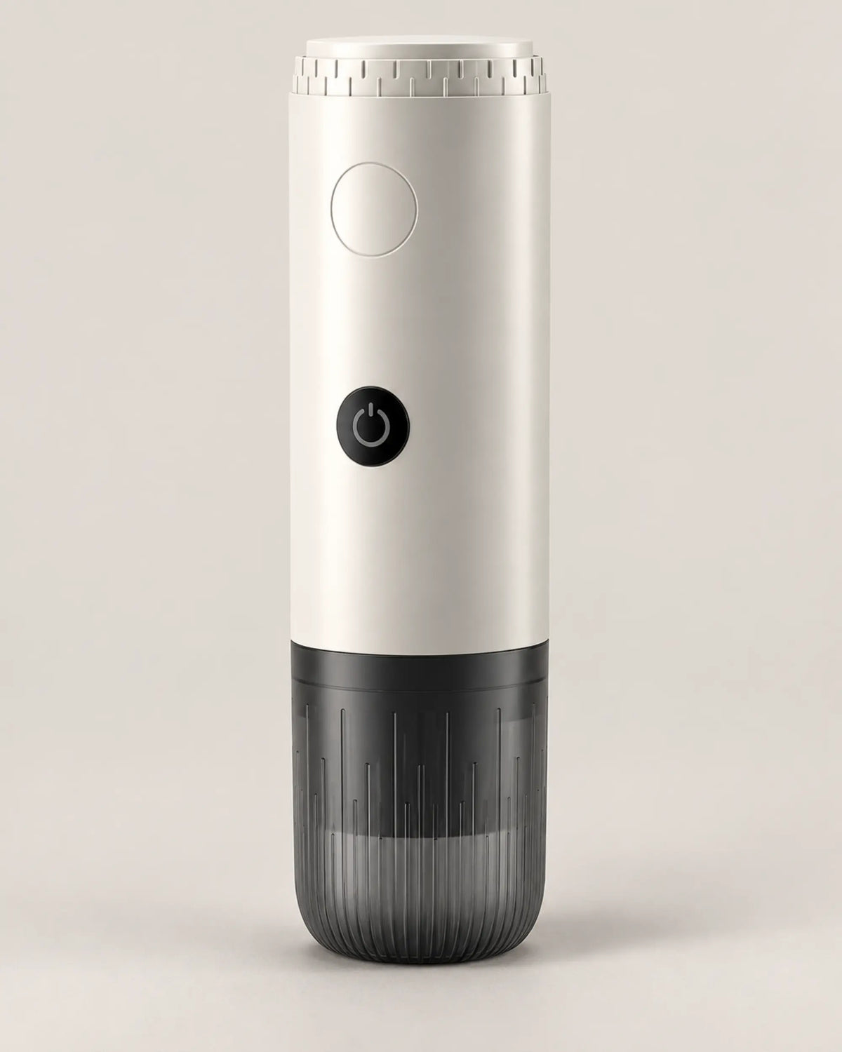 White 3-in-1 portable espresso maker in a right three-quarter studio view.