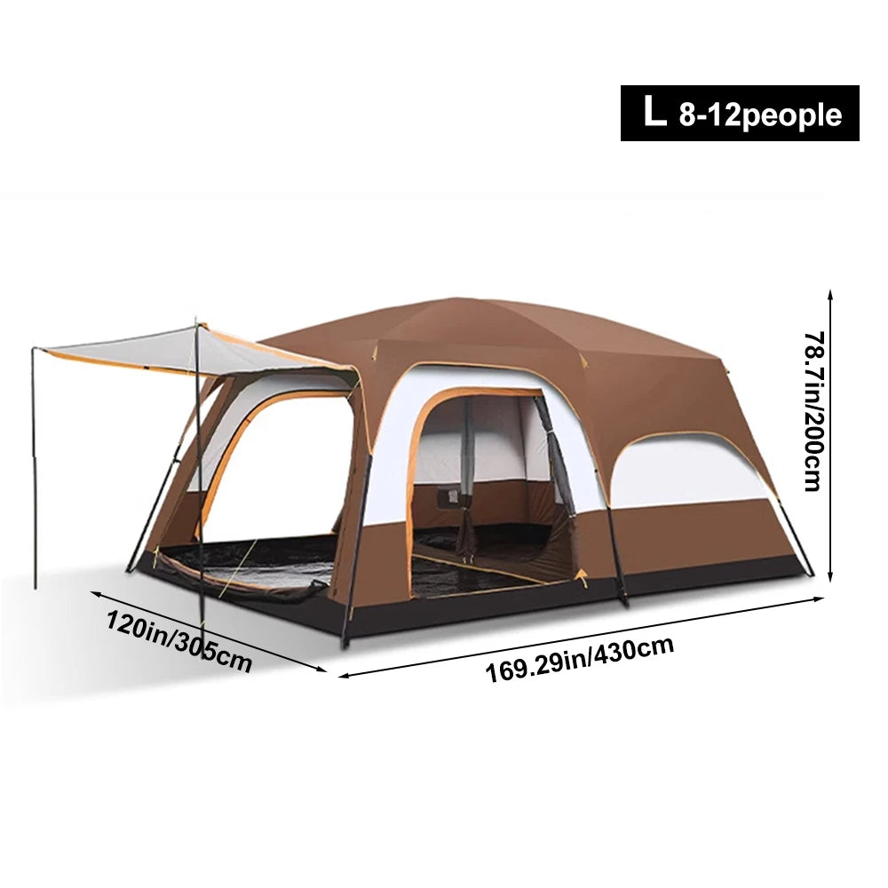 8-12 Person Family Tent | 2 Bedrooms + Living Room, 4-Season