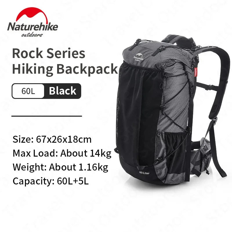 Naturehike Rock Series Hiking Backpack | 40L / 60L, Rain Cover, 420D Nylon