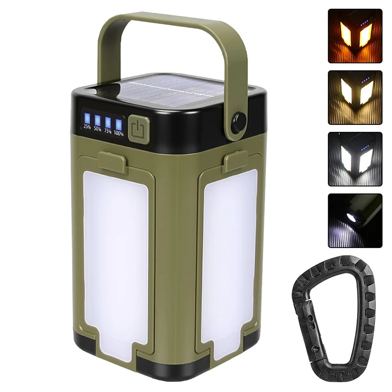4-Leaf Solar Camping Lantern — Foldable Rechargeable Warm Tent Light & Emergency Torch