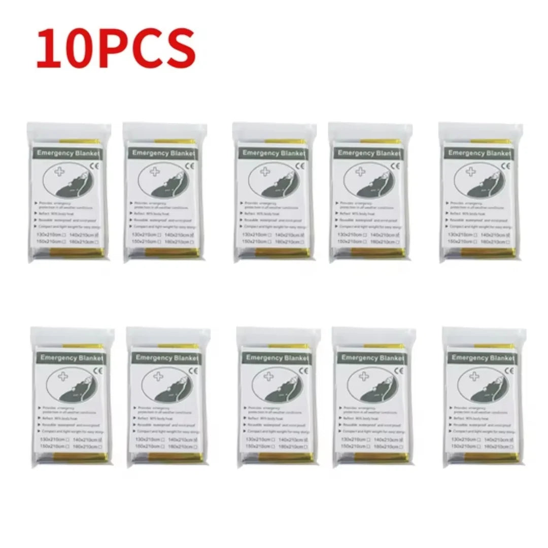 Emergency Thermal Survival Blanket — Waterproof Mylar First-Aid Foil Blanket (Multipack)