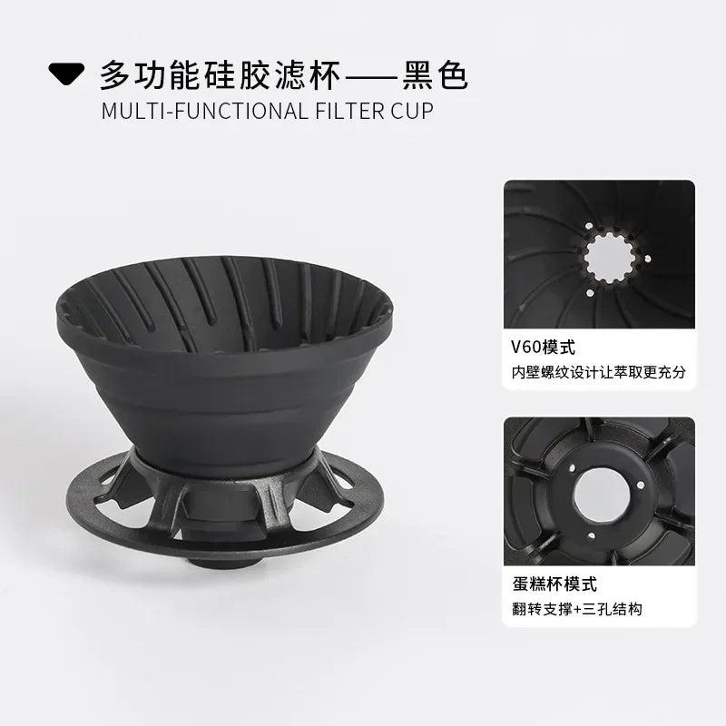 Silicone Foldable Coffee Filter Cup Portable Outdoor Camping Cake Shape Reusable Coffee Dripper Mug