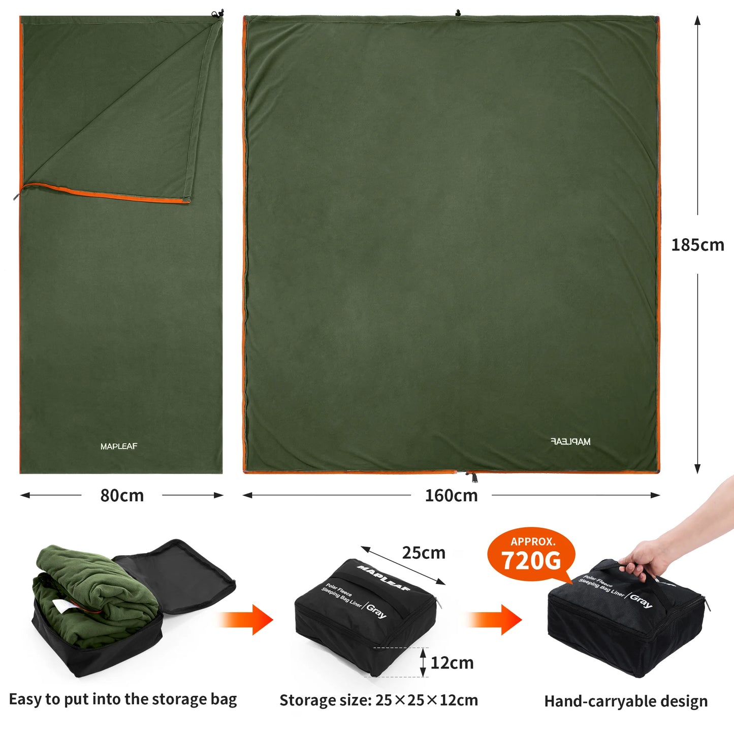 MAPLEAF Fleece Sleeping Bag Liner Lightweight Winter Sleeping Sack Sleeping Bag Sheet Travel Camping Sheet Camping Blanket Liner