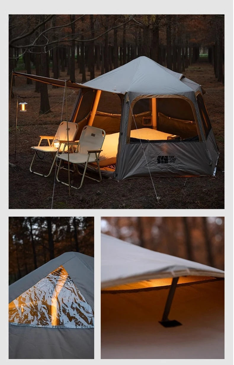Hexagonal Inflatable Tent Outdoor Camping Overnight Camping Tent Quick Open Portable Folding Rainproof Sunproof Air Tent