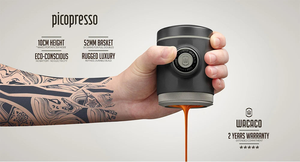 WACACO Picopresso Portable Espresso Maker — 18-Bar Pressure, Compact Travel Coffee Machine