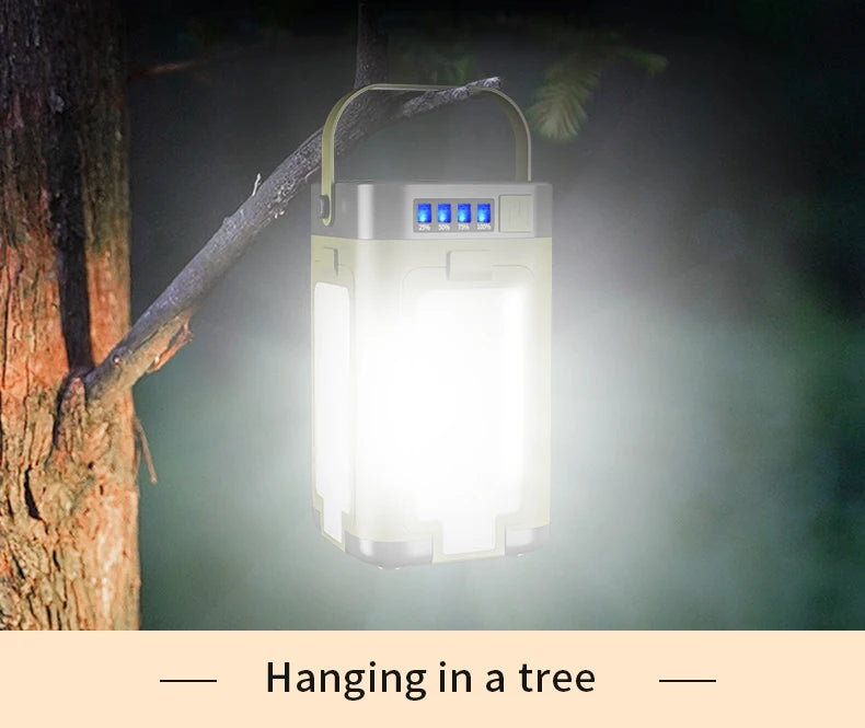 Solar Outdoor Portable Camping Light Solar Charging Foldable 2000mah Power Bank Intelligent Display Portable Hanging Tent Light