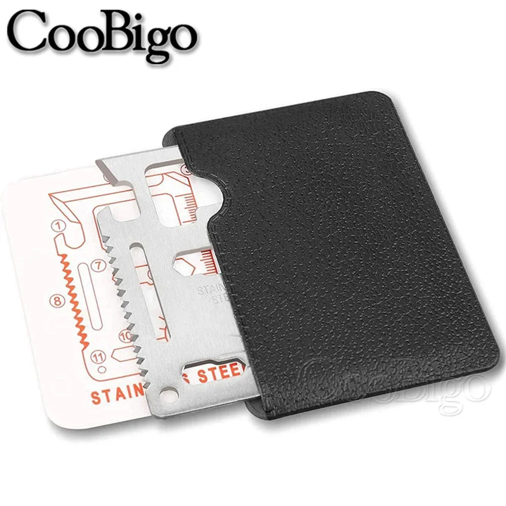 11 in 1 Pocket Tools Credit Card Knife Stainless Steel Beer Opener Multipurpose Outdorr Camping Hiking Hunting Survival Gear EDC