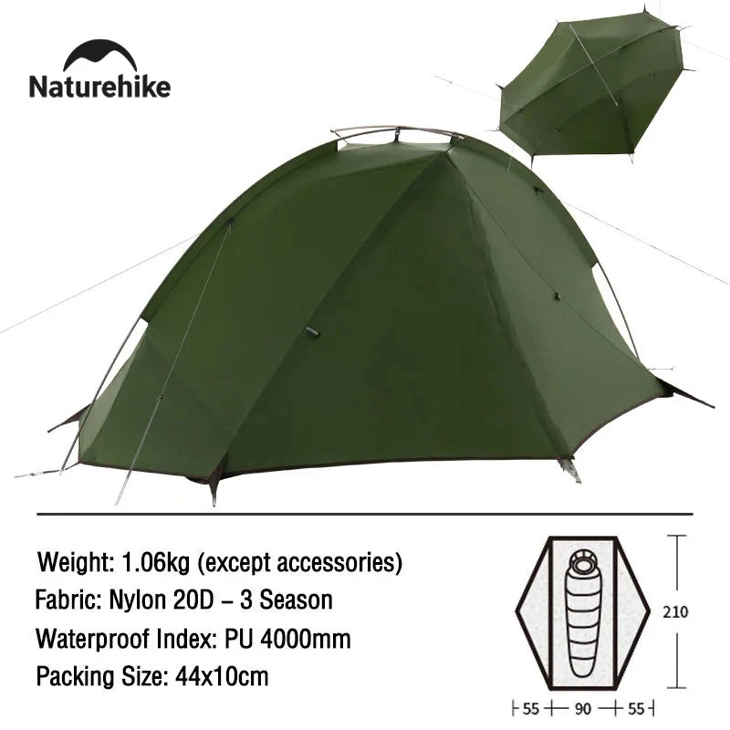 Naturehike Tagar Ultralight Hiking Tent Outdoor Summer Lightweight Camping Rainproof 1-2 Person Tent