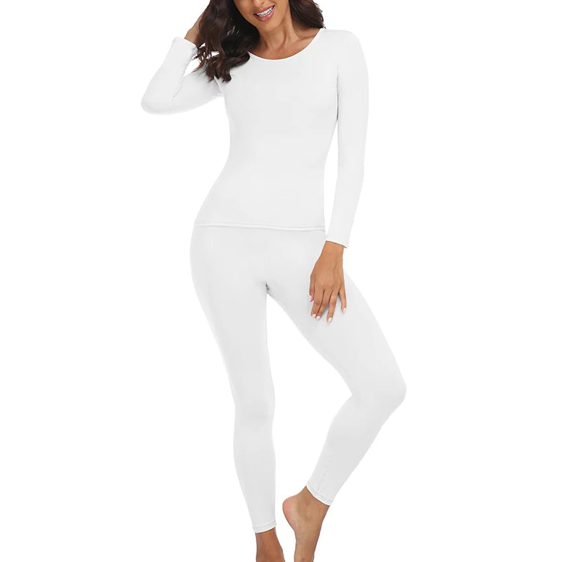Women Thermal Underwear Set 2 Pack Long Johns Ultra Soft Fleece Lined Base Layer Keep Warm Cold Weather Top Bottom