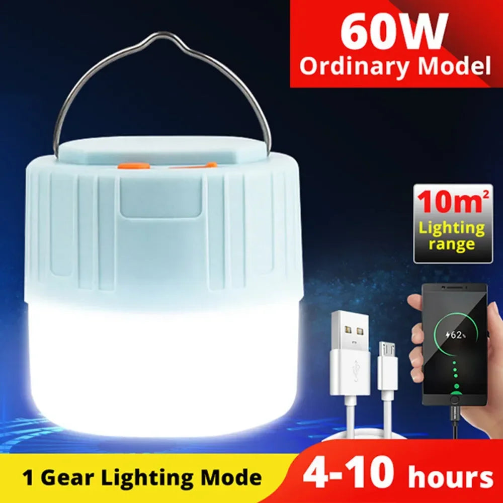 Solar LED Camping Lantern — USB Rechargeable Waterproof Tent Light for Hiking & BBQ