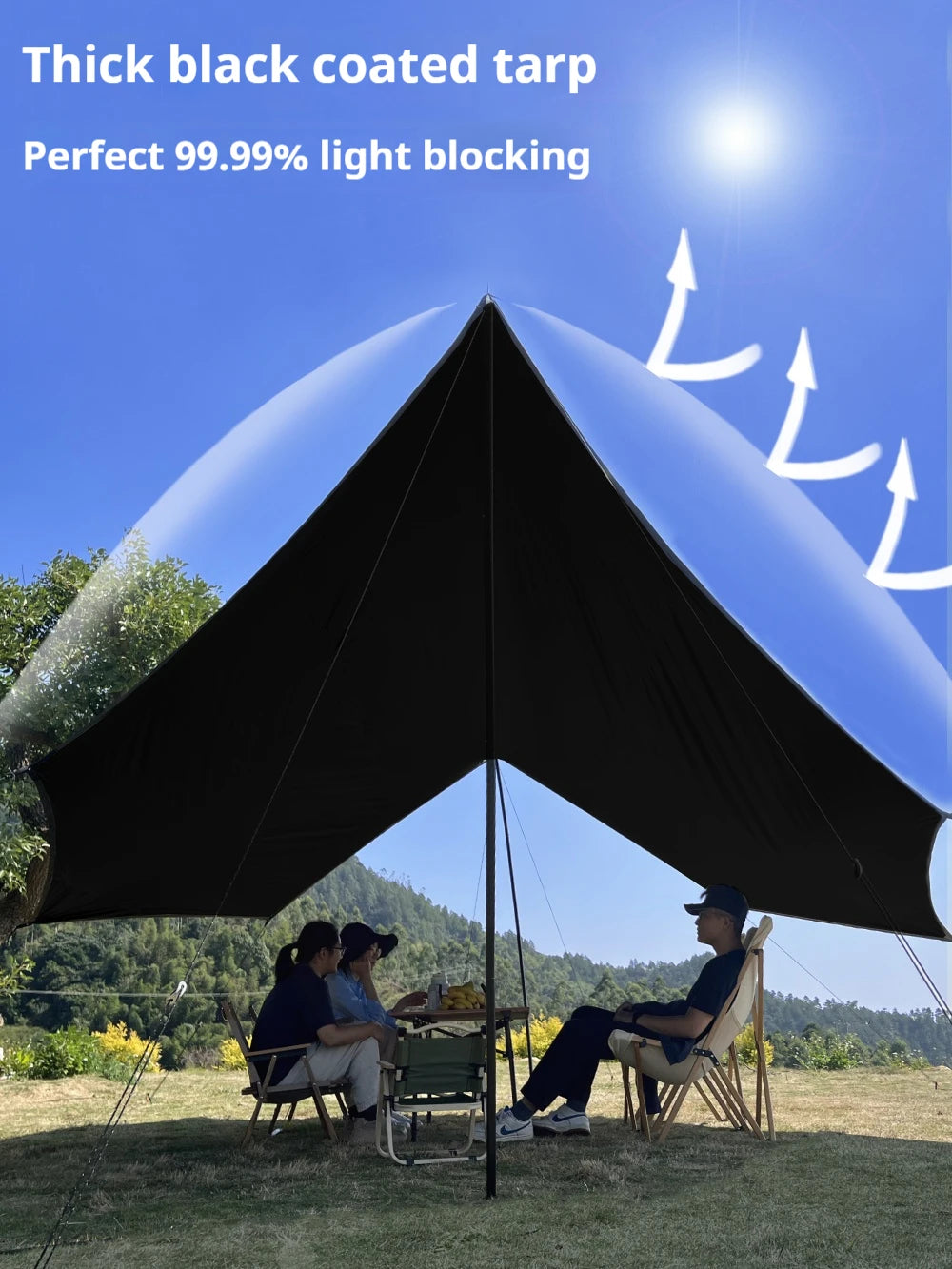 5.1x5.1m Octagon Black Coating Tarp | 8000mm Waterproof, UV Block