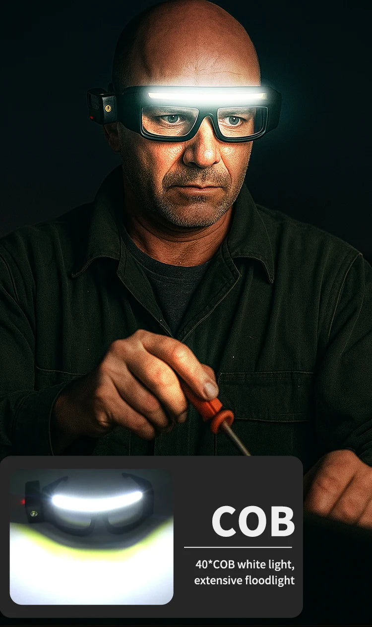 XTE COB Glasses Headlamp | 500LM, Touch Sensor, Dual Beam, USB-C