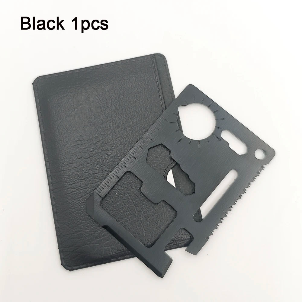 Stainless Steel EDC Pocket Tool 11 in 1 Credit Card Portable Multi Function Survival Tool For Outdoor Camping Hunting Traveling