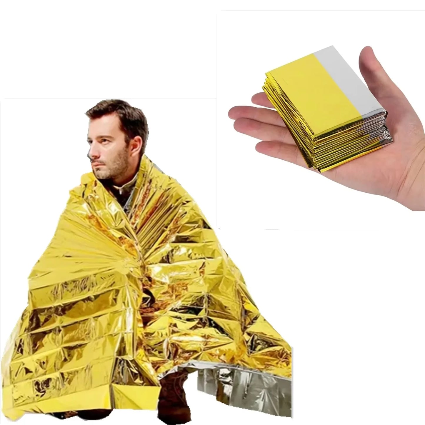 Emergency Thermal Survival Blanket — Waterproof Mylar First-Aid Foil Blanket (Multipack)