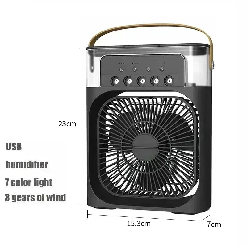 3 In 1 Mini Air Cooler Portable Cooling Fan With LED Night Light Humidifier Desktop Refreshing Appliance For Home Office Bedroom