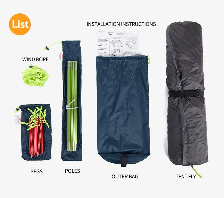 Naturehike Tagar Ultralight Hiking Tent Outdoor Summer Lightweight Camping Rainproof 1-2 Person Tent