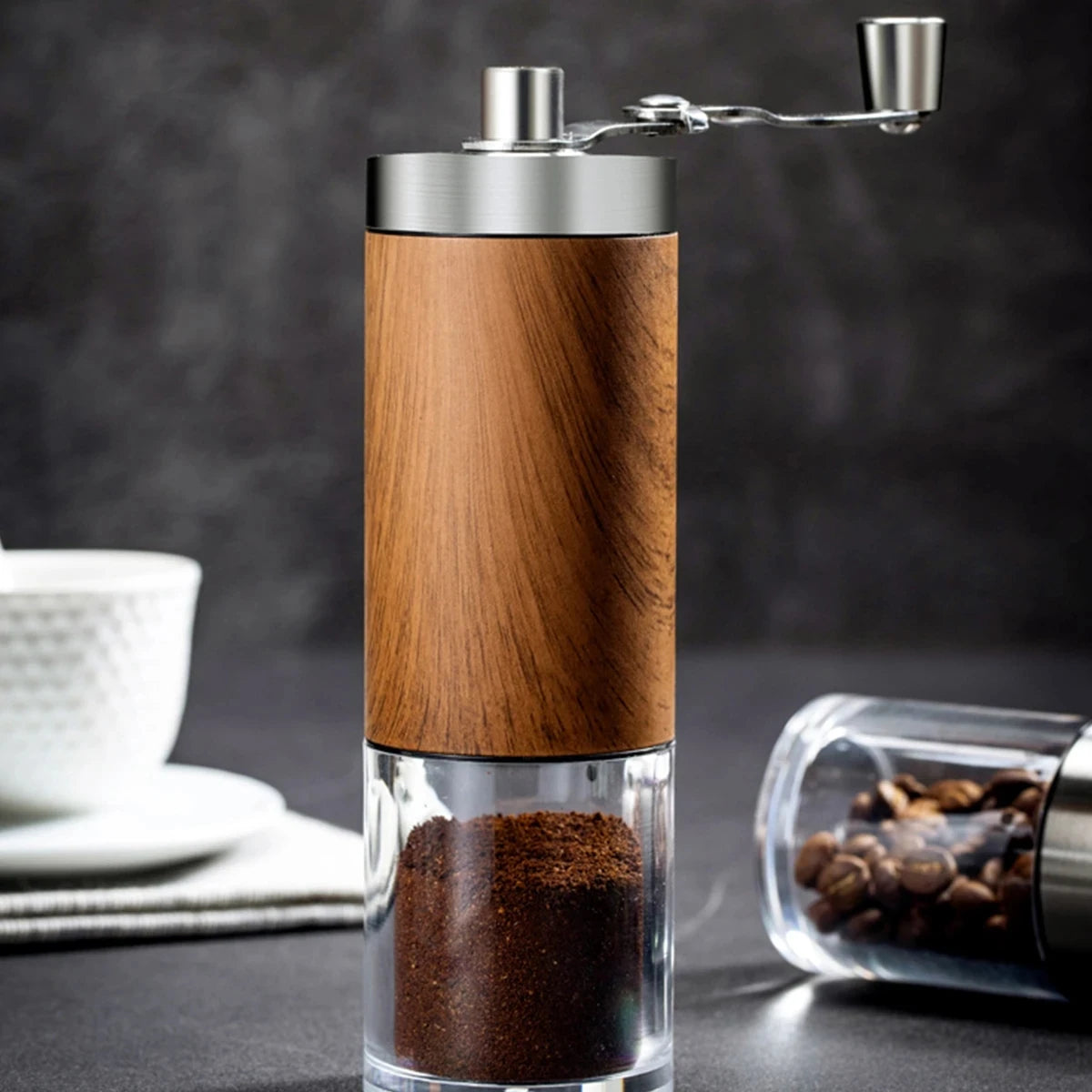 Portable Wood Grain Coffee Bean Grinder