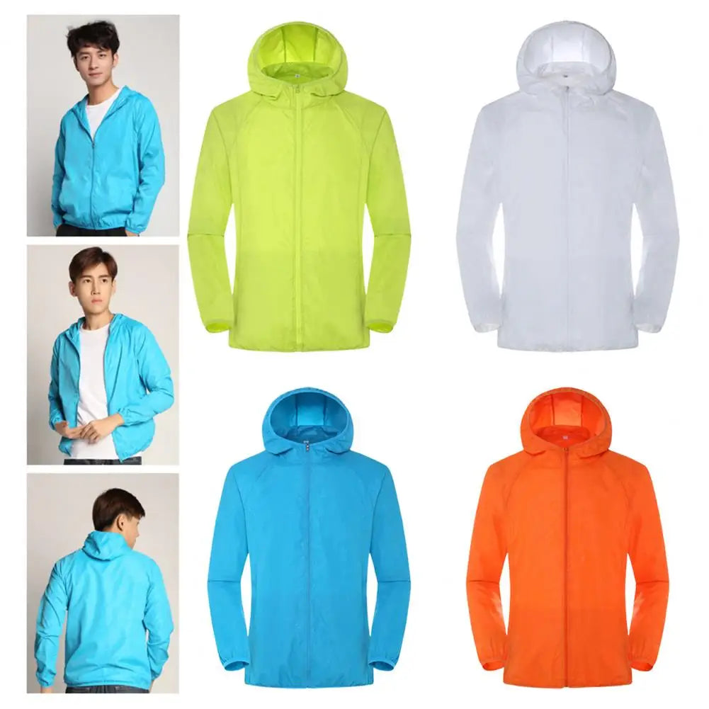 Sun Skin Coats Ultra Light Portable Foldable Hooded Windbreaker Jacket Unisex Anti UV Waterproof Camping Rain Jacket