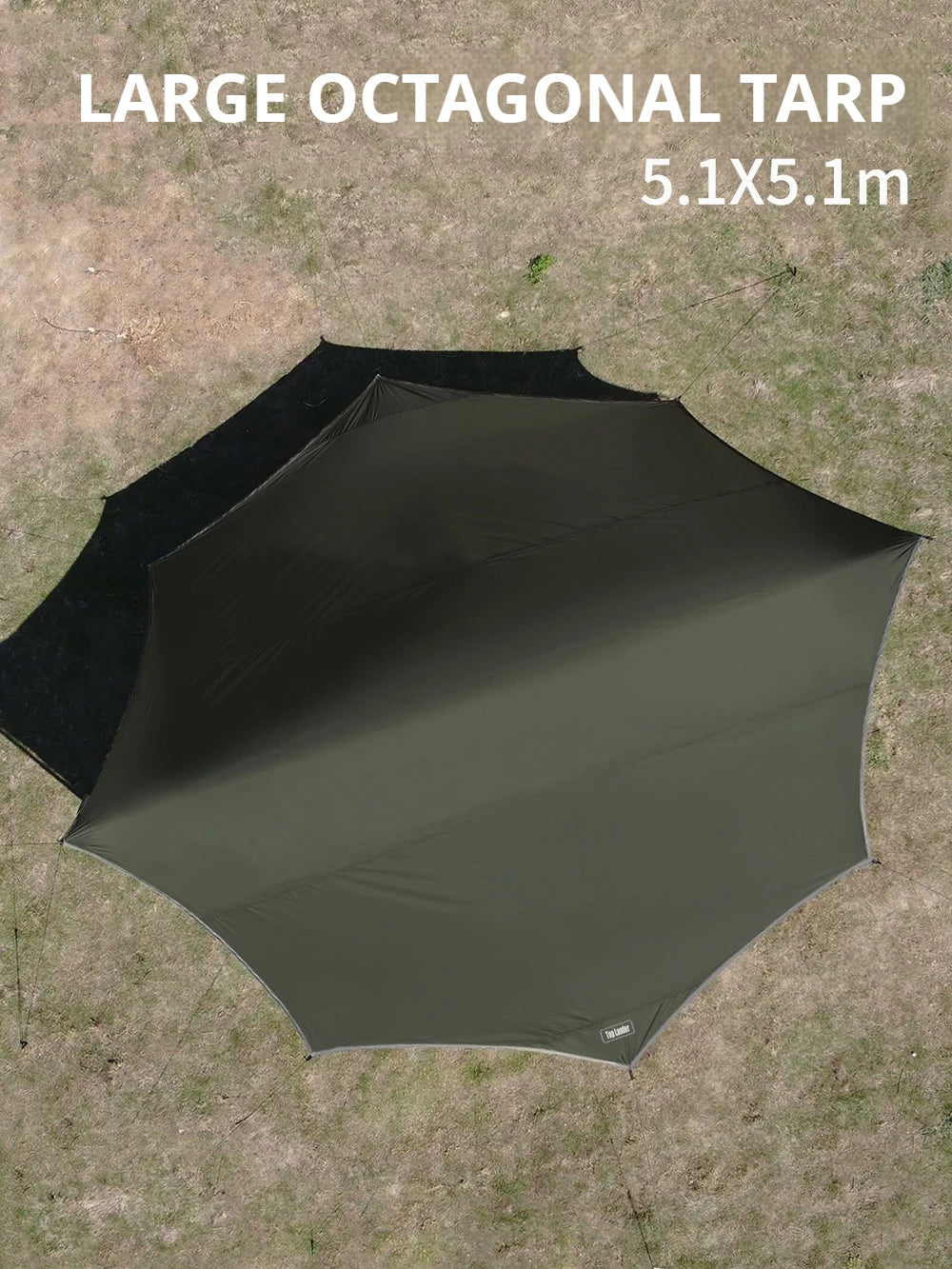 5.1x5.1m Octagon Black Coating Tarp | 8000mm Waterproof, UV Block