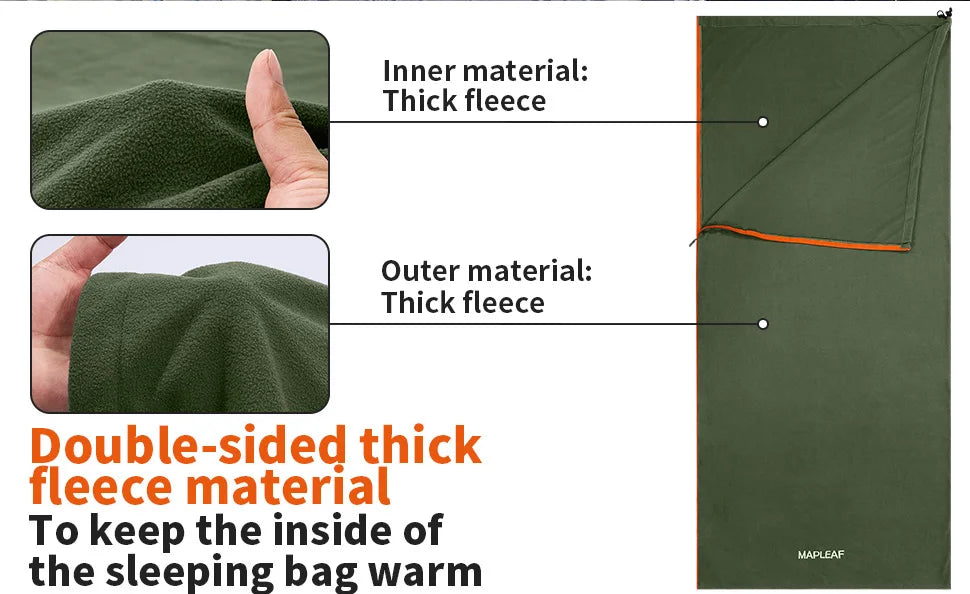 MAPLEAF Fleece Sleeping Bag Liner Lightweight Winter Sleeping Sack Sleeping Bag Sheet Travel Camping Sheet Camping Blanket Liner