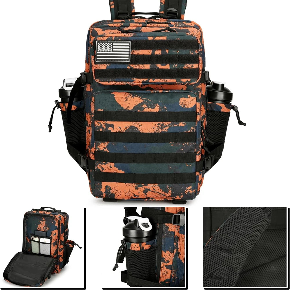 45L Tactical MOLLE Backpack | Waterproof Nylon, Softback