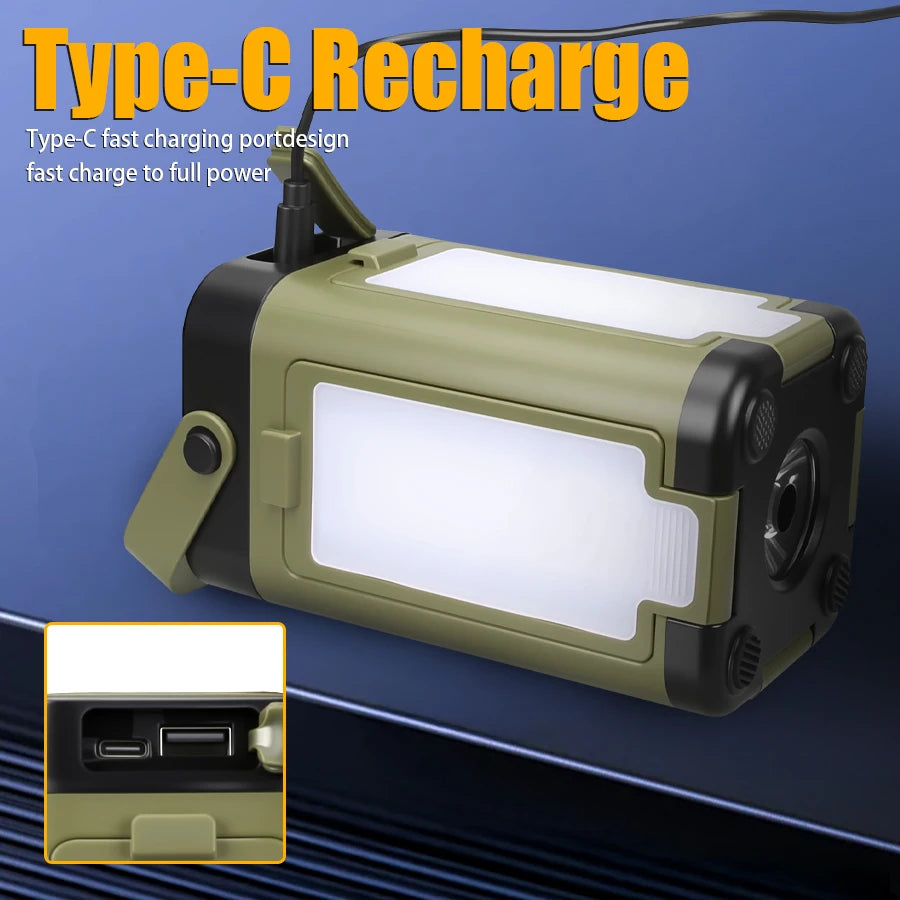 Solar LED Camping Lantern — USB Rechargeable Waterproof Tent Light for Hiking & BBQ