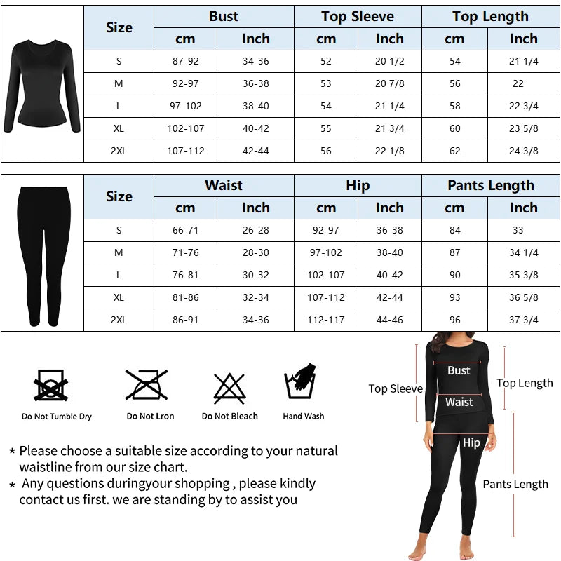 Women Thermal Underwear Set 2 Pack Long Johns Ultra Soft Fleece Lined Base Layer Keep Warm Cold Weather Top Bottom