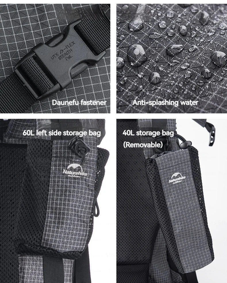Naturehike Rock Series Hiking Backpack | 40L / 60L, Rain Cover, 420D Nylon
