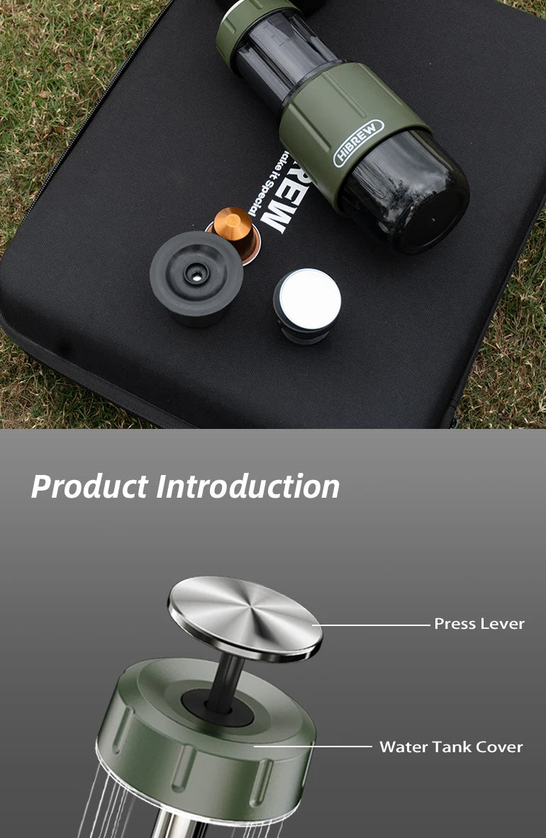 HiBREW H4D 2-in-1 Portable Espresso Maker — Hand-Press, Capsule & Ground, Hot/Cold