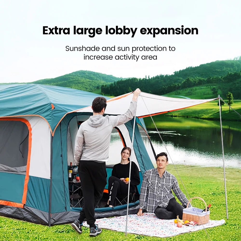 8-12 Person Family Tent | 2 Bedrooms + Living Room, 4-Season