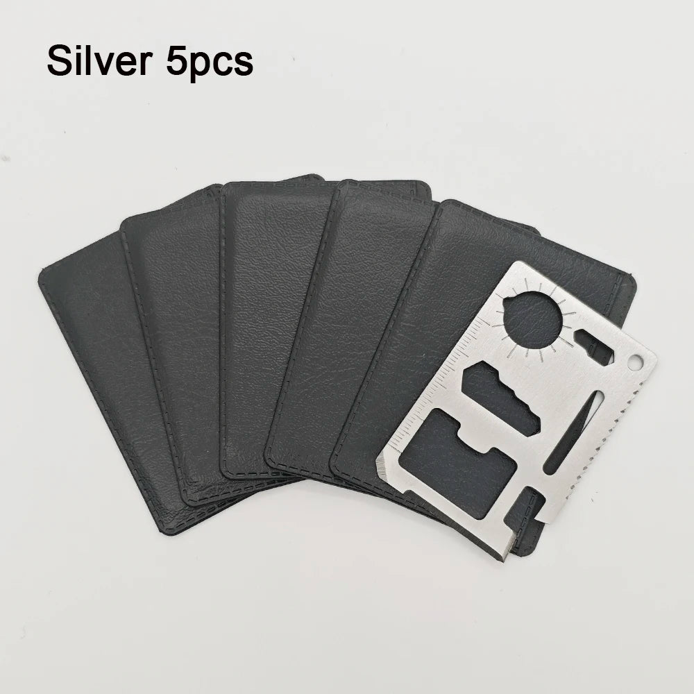 Stainless Steel EDC Pocket Tool 11 in 1 Credit Card Portable Multi Function Survival Tool For Outdoor Camping Hunting Traveling