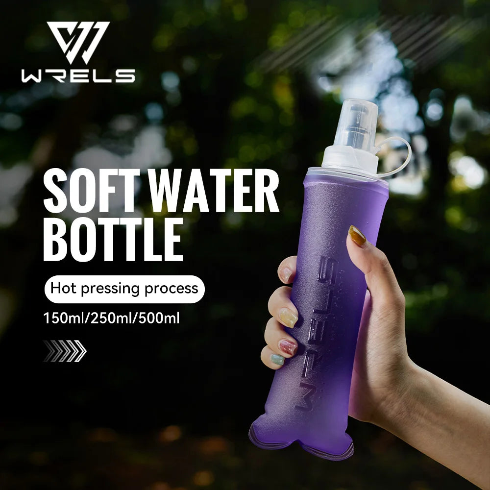 WRELS Collapsible Water Bottle BPA Free Silicone Foldable Soft Flask Outdoor Sport Portable Water Bag Running Camping Water Bag