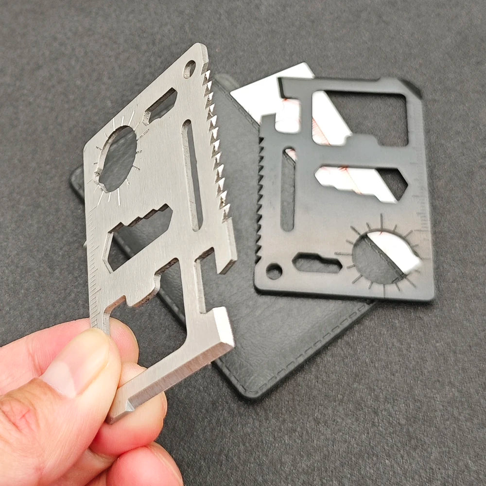 Stainless Steel EDC Pocket Tool 11 in 1 Credit Card Portable Multi Function Survival Tool For Outdoor Camping Hunting Traveling