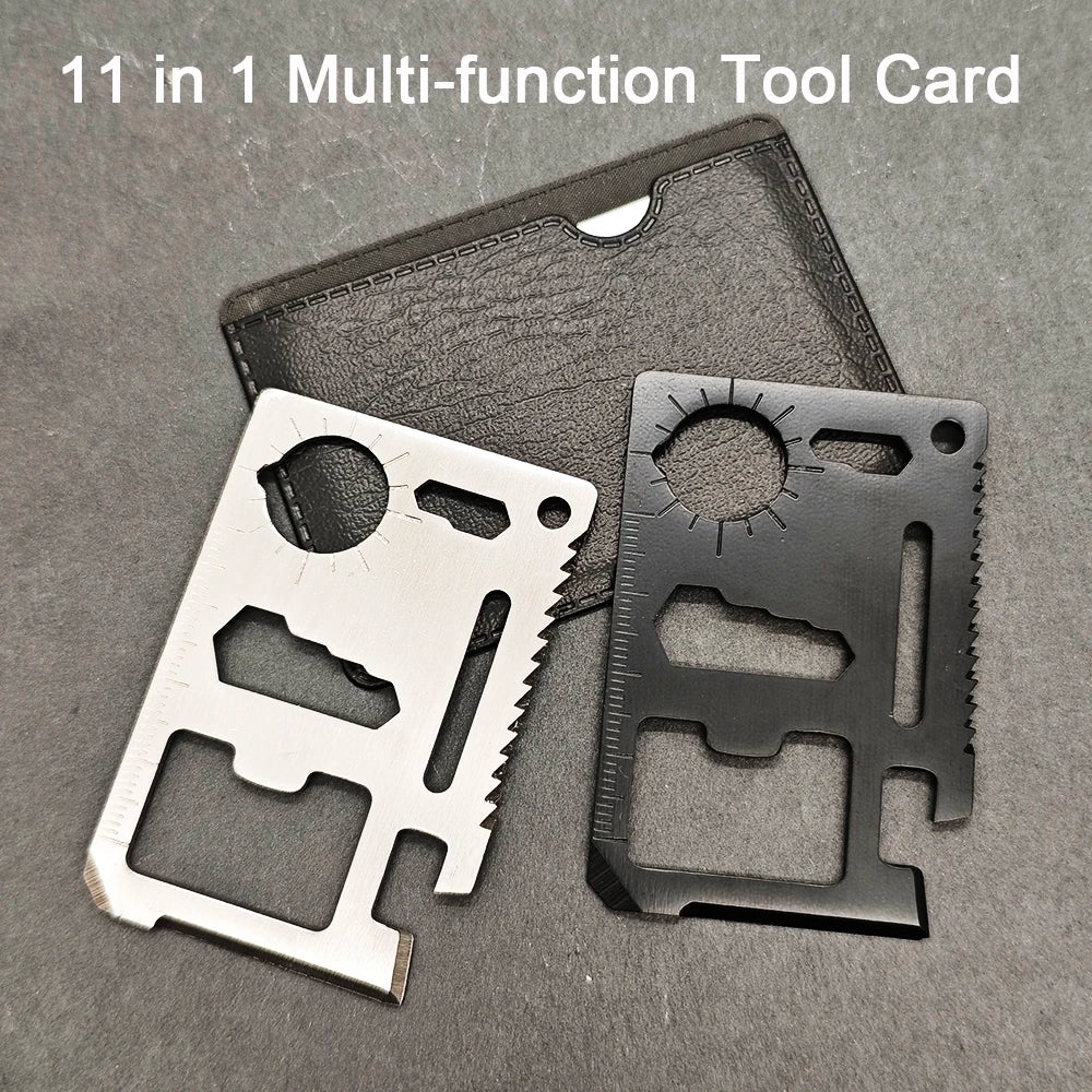 Stainless Steel EDC Pocket Tool 11 in 1 Credit Card Portable Multi Function Survival Tool For Outdoor Camping Hunting Traveling