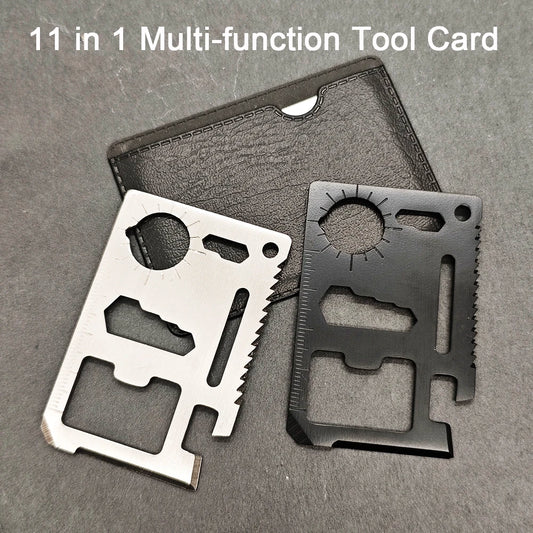 Stainless Steel EDC Pocket Tool 11 in 1 Credit Card Portable Multi Function Survival Tool For Outdoor Camping Hunting Traveling