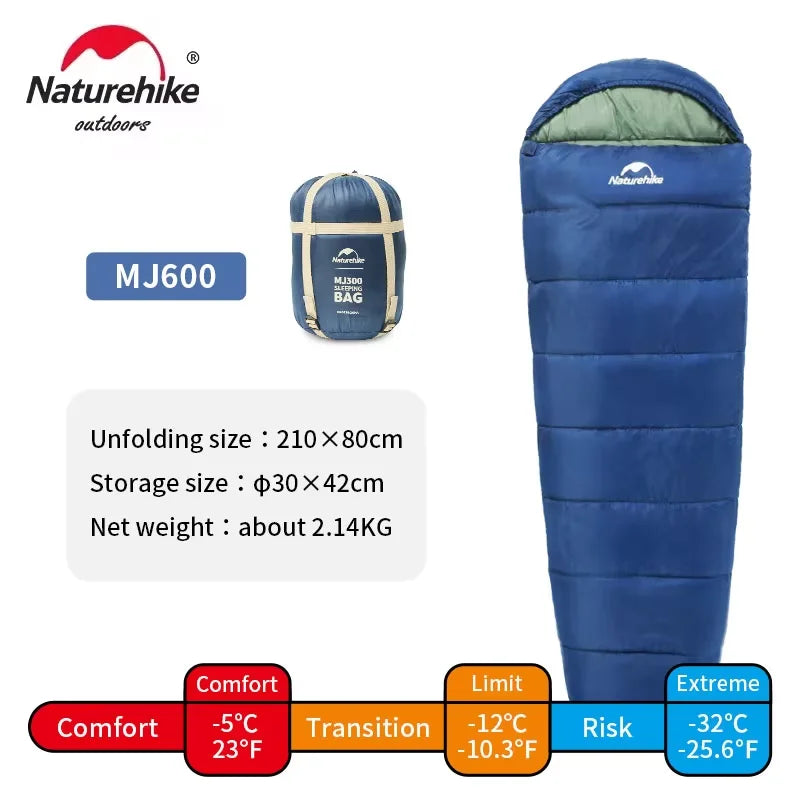 Naturehike Mummy Sleeping Bag | Winter Rated -12°C Lightweight MJ300/MJ600