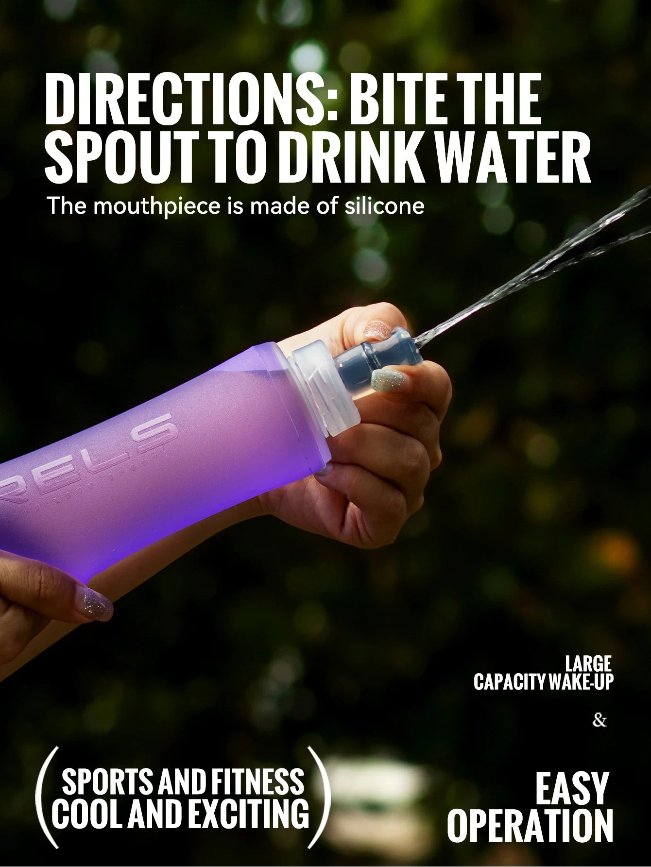 WRELS Collapsible Water Bottle BPA Free Silicone Foldable Soft Flask Outdoor Sport Portable Water Bag Running Camping Water Bag