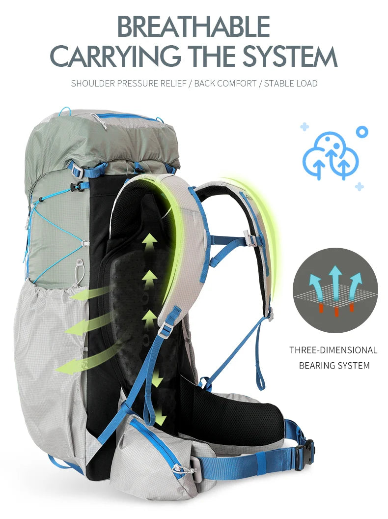 55L Internal Frame Waterproof Hiking Backpack | Rain Cover, Lightweight