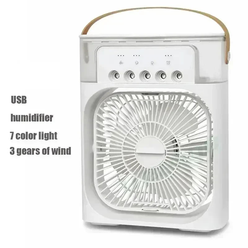 3 In 1 Mini Air Cooler Portable Cooling Fan With LED Night Light Humidifier Desktop Refreshing Appliance For Home Office Bedroom