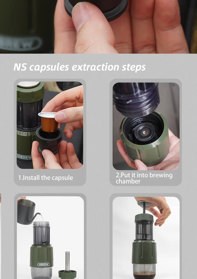 HiBREW H4D 2-in-1 Portable Espresso Maker — Hand-Press, Capsule & Ground, Hot/Cold