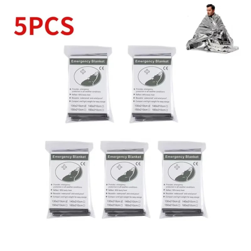 Emergency Thermal Survival Blanket — Waterproof Mylar First-Aid Foil Blanket (Multipack)