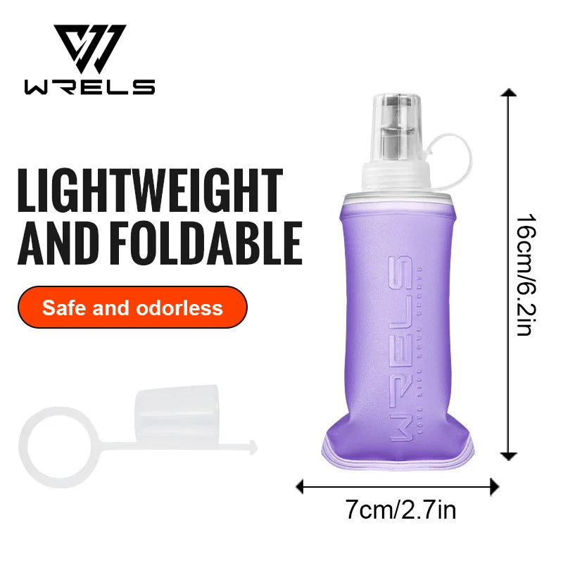 WRELS Collapsible Water Bottle BPA Free Silicone Foldable Soft Flask Outdoor Sport Portable Water Bag Running Camping Water Bag