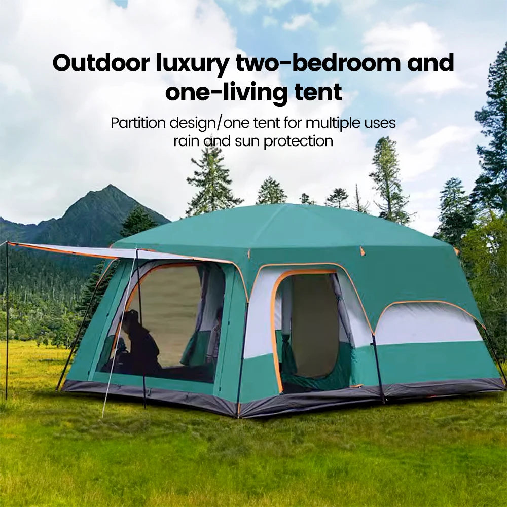 8-12 Person Family Tent | 2 Bedrooms + Living Room, 4-Season