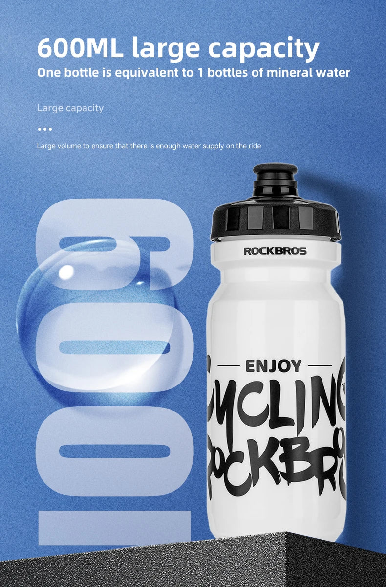 ROCKBROS Bicycle Bottle MTB Road Bike Water Bottle Outdoor Sports Plastic Portable Large Capacity Drink Cycling Water Bottle
