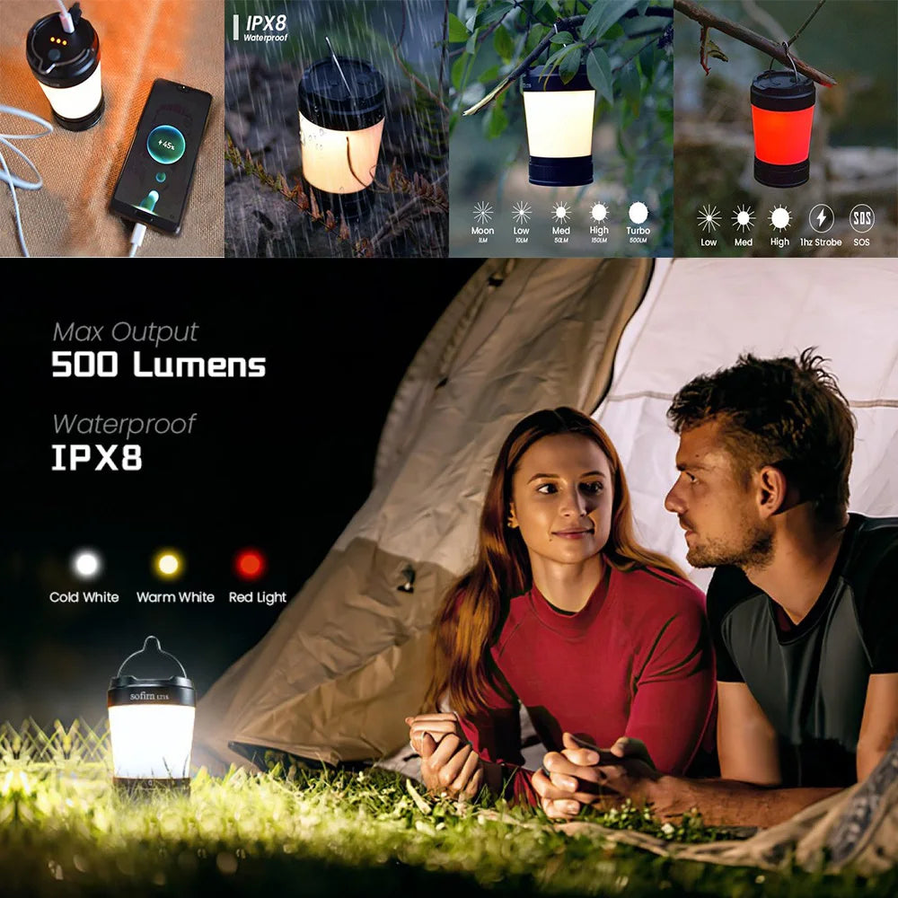 Sofirn LT1S LED Camping Lantern | 2700K-6500K Tunable, USB-C, Military-Grade