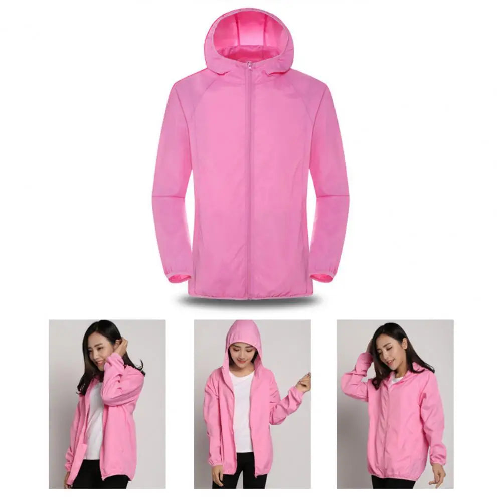 Sun Skin Coats Ultra Light Portable Foldable Hooded Windbreaker Jacket Unisex Anti UV Waterproof Camping Rain Jacket