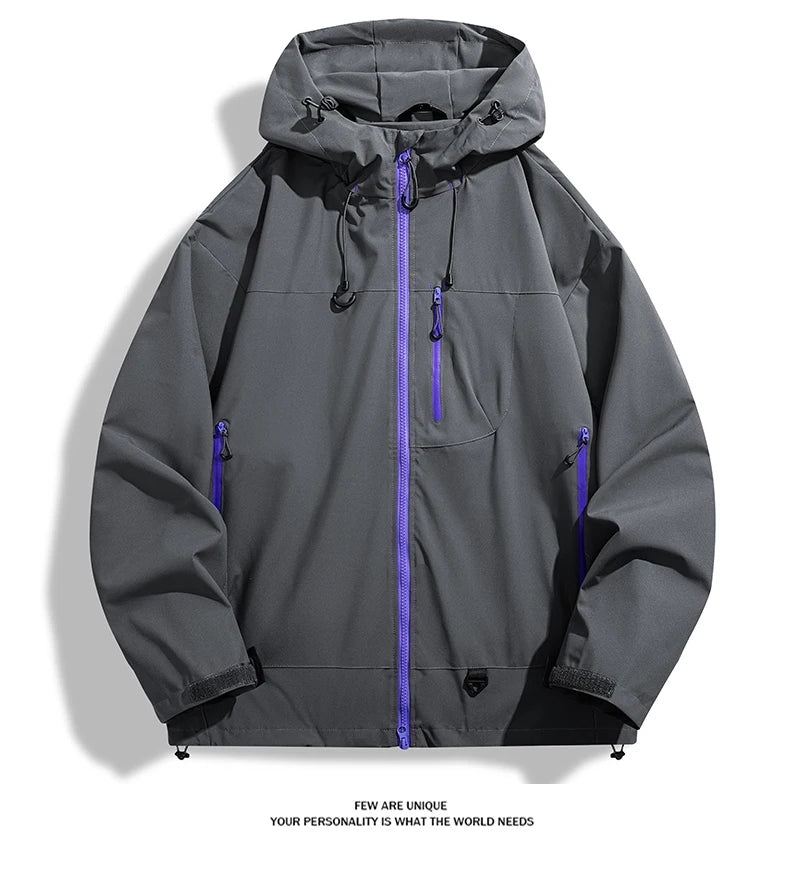 JNLN Unisex Waterproof Windbreaker Outdoor Sport Windproof Single-Layer Jacket Men Women Hiking Climbing Trekking Rain Coat