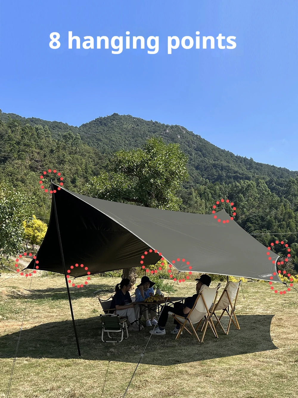 5.1x5.1m Octagon Black Coating Tarp | 8000mm Waterproof, UV Block