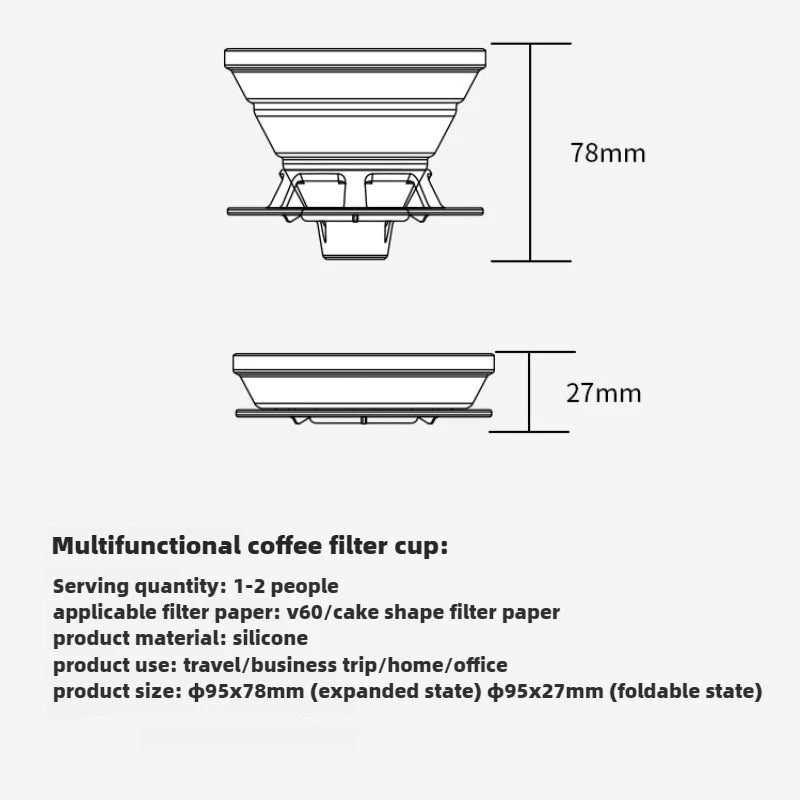Silicone Foldable Coffee Filter Cup Portable Outdoor Camping Cake Shape Reusable Coffee Dripper Mug