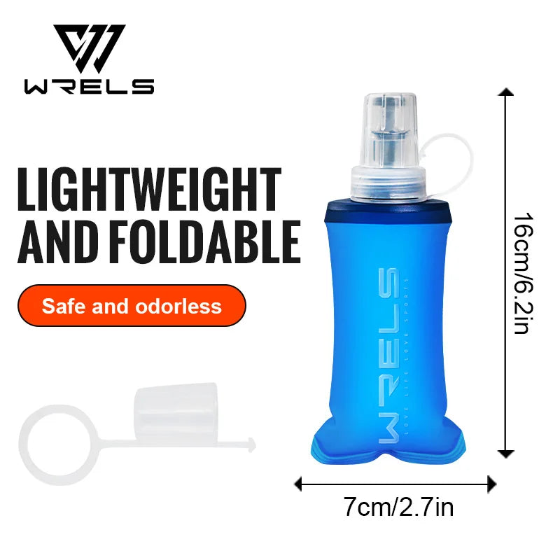 WRELS Collapsible Water Bottle BPA Free Silicone Foldable Soft Flask Outdoor Sport Portable Water Bag Running Camping Water Bag